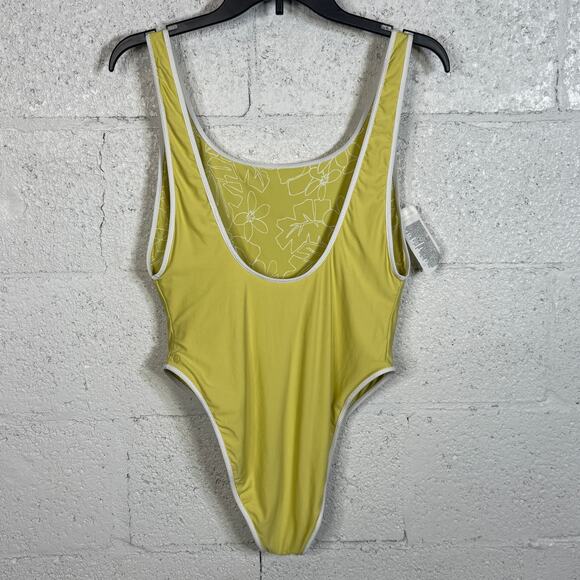 Volcom Tropicoco Reversible One Piece Swimsuit, Citron XLarge $100 - Picture 6 of 6